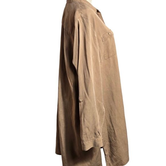 J. JILL Brown Long Button Down Shirt or Mini Dress - Picture 3 of 7